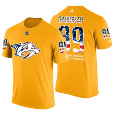 Nashville Predators Frederick Gaudreau #89 Yellow Banner Wave USA Flag patriotism T-Shirt