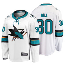 San Jose Sharks #30 Aaron Dell Fanatics Branded Breakaway White Away jersey