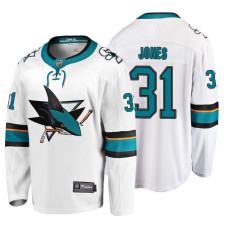 San Jose Sharks #31 Martin Jones Fanatics Branded Breakaway White Away jersey