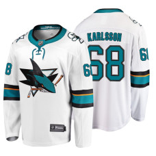 San Jose Sharks #68 Melker Karlsson Fanatics Branded Breakaway White Away jersey