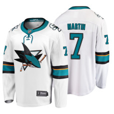 San Jose Sharks #7 Paul Martin Fanatics Branded Breakaway White Away jersey