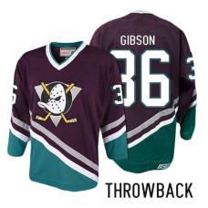 Anaheim Ducks #36 John Gibson Purple Anniversary Throwback Jersey