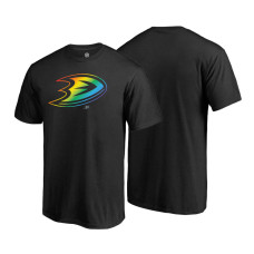 Anaheim Ducks Black Rainbow Pride Round Neck T-shirt