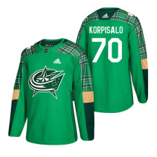 Columbus Blue Jackets #70 Joonas Korpisalo 2018 St. Patrick's Day Jersey Green