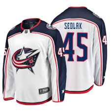 Columbus Blue Jackets Lukas Sedlak Fanatics Branded Breakaway White Away Jersey