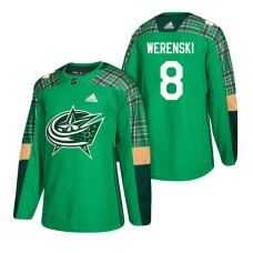 Columbus Blue Jackets #8 Zach Werenski 2018 St. Patrick's Day Jersey Green