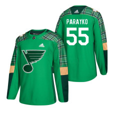 St. Louis Blues #55 Colton Parayko 2018 St. Patrick's Day Jersey Green