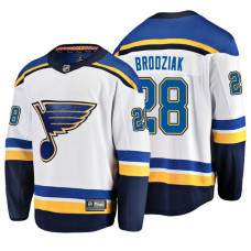 St. Louis Blues #28 Kyle Brodziak 2018 Fanatics Branded Breakaway White Away jersey