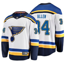 St. Louis Blues #34 Jake Allen 2018 Fanatics Branded Breakaway White Away jersey