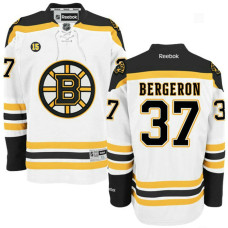 Boston Bruins Patrice Bergeron #37 White Milt Schmidt Number 15 Patch Highest-Paid Player Away Premier Jersey