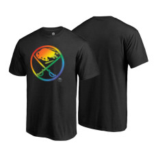 Buffalo Sabres Black Rainbow Pride Round Neck T-shirt