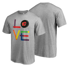 Calgary Flames Heather Gray Hockey Is For Everyone Love Square Short Sleeve T-shirt