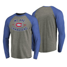 Montreal Canadiens Royal Hometown Collection Quebec Tri-Blend Raglan Long Sleeve T-Shirt