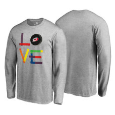 Carolina Hurricanes Heather Gray Hockey Is For Everyone Long Sleeve Round Neck T-shirt