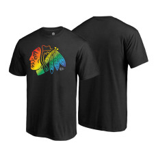 Chicago Blackhawks Black Rainbow Pride Round Neck T-shirt