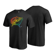 Columbus Blue Jackets Black Rainbow Pride Round Neck T-shirt