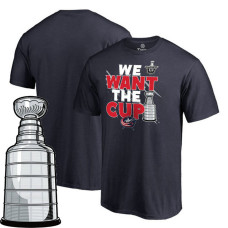 Columbus Blue Jackets Navy 2017 Stanley Cup Short Sleeve We Want The Cup T-shirt