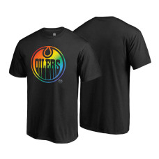 Edmonton Oilers Black Rainbow Pride Round Neck T-shirt