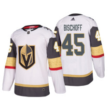 Vegas Golden Knights #45 Jake Bischoff Adidas Authentic Player White Away jersey With 2023 Stanley Cup Patch