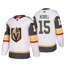 Vegas Golden Knights #15 Jon Merrill Adidas Authentic Player White Away jersey With 2023 Stanley Cup Patch