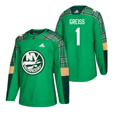 New York Islanders #1 Thomas Greiss 2018 St. Patrick's Day Green Jersey