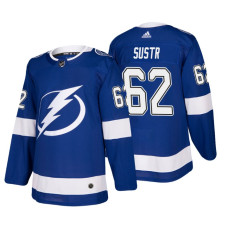 Tampa Bay Lightning #62 Andrej Sustr Home Authentic Player Blue Jersey 2022 Stanley Cup Finals Patch