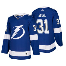 Tampa Bay Lightning #31 Peter Budaj Home Authentic Player Blue jersey