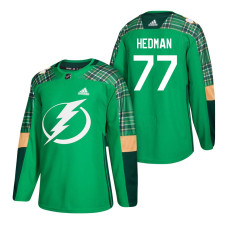 Tampa Bay Lightning #77 Victor Hedman St. Patrick's Day Green Jersey 2022 Stanley Cup Finals Patch