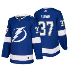 Tampa Bay Lightning #37 Yanni Gourde Home Authentic Player Blue jersey