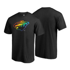 Minnesota Wild Black Rainbow Pride Round Neck T-shirt