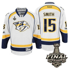 Nashville Predators #15 Craig Smith White 2017 Stanley Cup Final Patch Away Premier Jersey