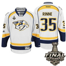 Nashville Predators #35 Pekka Rinne White 2017 Stanley Cup Final Patch Away Premier Jersey