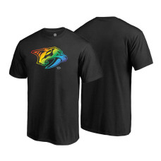 Nashville Predators Black Rainbow Pride Round Neck T-shirt