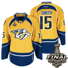 Nashville Predators Gold Craig Smith #15 Premier Home Jersey With 2017 Stanley Cup Final Patch