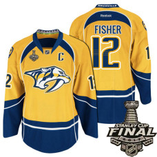 Nashville Predators Gold Mike Fisher #12 Premier Home Jersey With 2017 Stanley Cup Final Patch