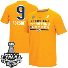 Nashville Predators Gold Filip Forsberg #9 Supremium Performance T-shirt 2017 Stanley Cup Playoffs