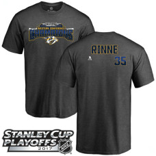 Nashville Predators Gray Pekka Rinne #35 T-shirt 2017 Stanley Cup Playoff Western Champions