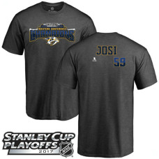 Nashville Predators Gray Roman Josi #59 T-shirt 2017 Stanley Cup Playoff Western Champions