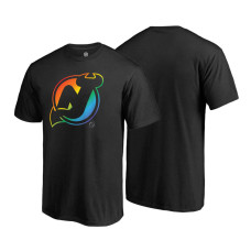 New Jersey Devils Black Rainbow Pride Round Neck T-shirt