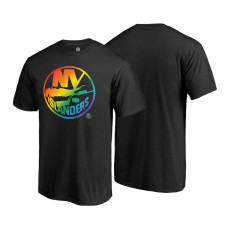 New York Islanders Black Rainbow Pride Round Neck T-shirt