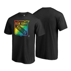 New York Rangers Black Rainbow Pride Round Neck T-shirt