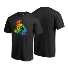 Ottawa Senators Black Rainbow Pride Round Neck T-shirt