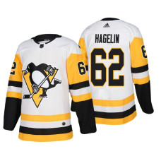 Pittsburgh Penguins #62 Carl Hagelin Adidas Authentic Player White Away jersey