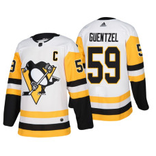 Pittsburgh Penguins #59 Jake Guentzel Adidas Authentic Player White Away jersey