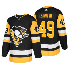 Pittsburgh Penguins #49 Michael Leighton Home Authentic Player Black jersey