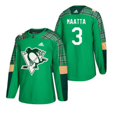 Pittsburgh Penguins #3 Olli Maatta 2018 St. Patrick's Day Jersey Green