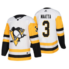 Pittsburgh Penguins #3 Olli Maatta Adidas Authentic Player White Away jersey