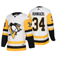 Pittsburgh Penguins #34 Tom Kuhnhackl Adidas Authentic Player White Away jersey