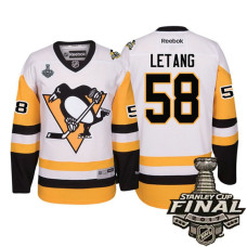 Pittsburgh Penguins #58 Kris Letang White 2017 Stanley Cup Final Patch Away Premier Jersey