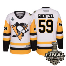 Pittsburgh Penguins #59 Jake Guentzel White 2017 Stanley Cup Final Patch Away Premier Jersey